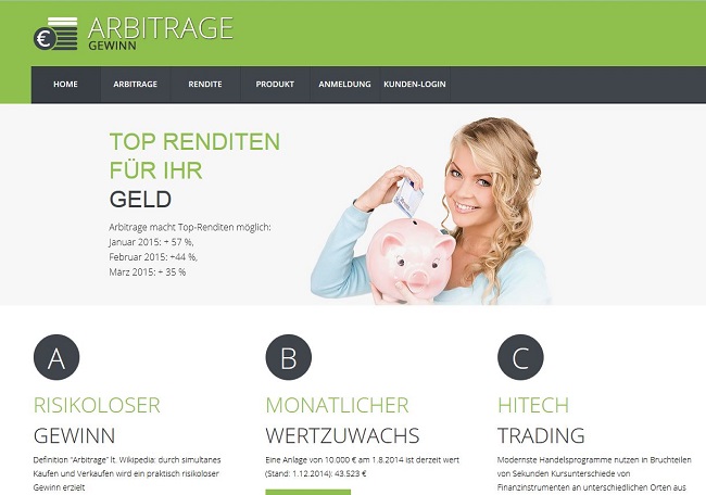 Unlautere Rendite- und Sicherheitsversprechen - Werbung für die Farkas AG (Screenshot) © www.arbitrage-gewinn.com