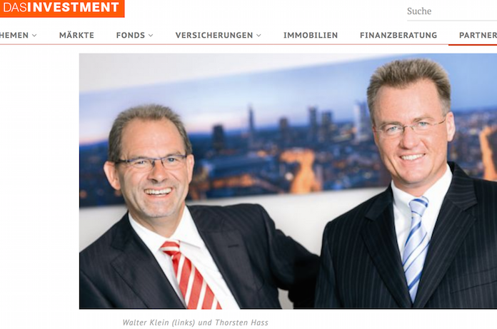 Die Gründer der finanzprofi AG aus Augsburg: Walter Klein (65, links, Vorstand bis 23. Juni 2016) und Vorstand Thorsten Hass (52) aus Hamburg © Ausriss Das Investment 2012