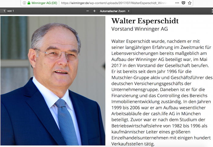Winninger AG Vorstand Walter Esperschidt (62) aus Albershausen in Baden-Württemberg © Pressefoto Winninger AG Winninger AG Vorstand Walter Esperschidt (62) aus Albershausen in Baden-Württemberg © Pressefoto Winninger AG