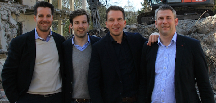 Die Hamburger Exporo AG Gründer und Vorstände von links nach rechts: Tim Kristian Bütecke (43), Julian Oertzen (38), Simon Brunke (38) und Dr. Björn Maronde © Exporo AG