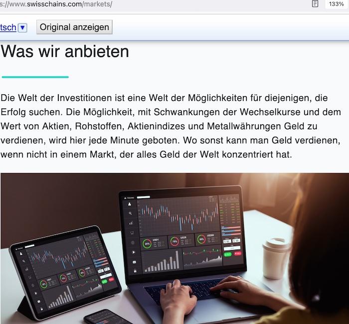 © Ausriss aus SwissChains.com vom 18. Juli 2022