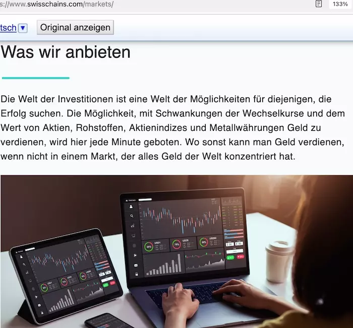 © Ausriss aus SwissChains.com vom 18. Juli 2022