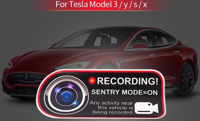 Ein Aufkleber soll Passanten vor der dashcam des Tesla warnen © de.AliExpress.com