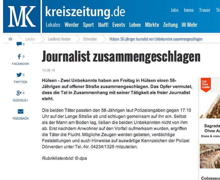 © Ausriss Kreiszeitung vom 13. Juni 2015