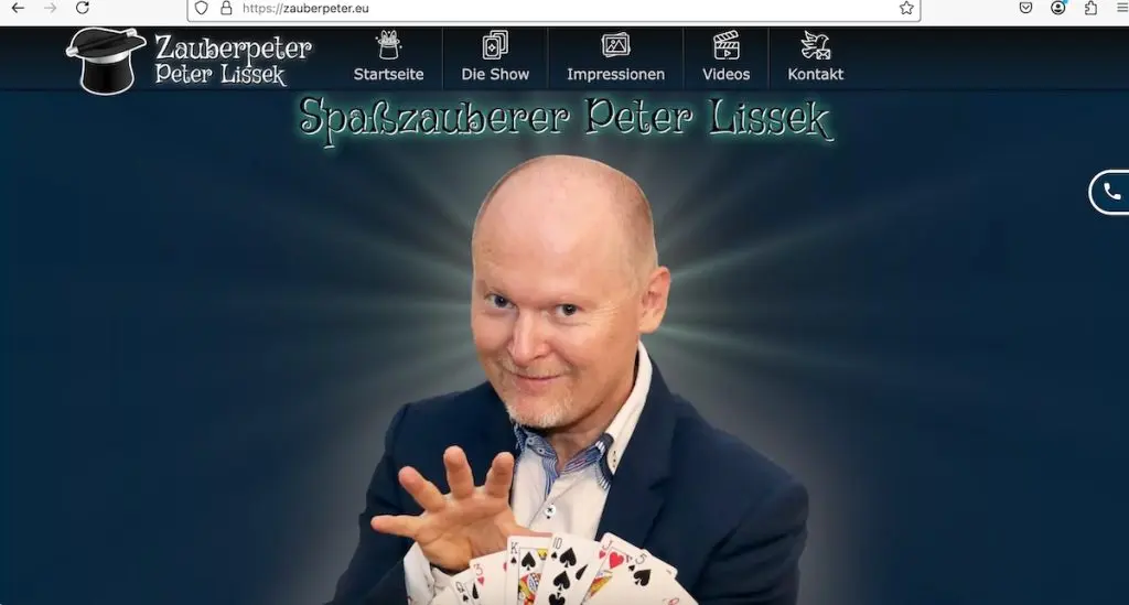 Zauberpeter Peter Lissek aus Sachsen, Ausriss aus zauberpeter.eu