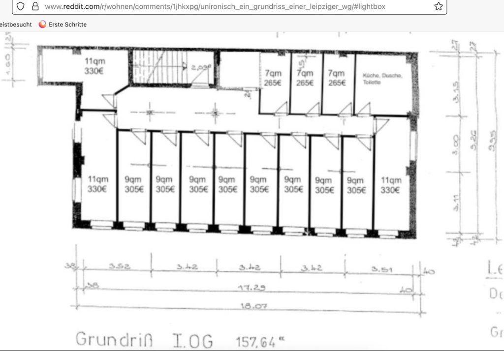 Grundriss eines WG-Angebots vor 2 Monaten von Sven Schwarzat und Kevin Radar, Ausriss aus Reddit.com