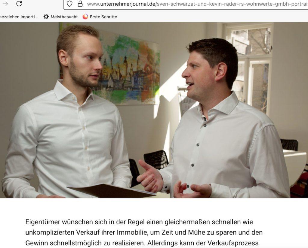 Sven Schwarzat (31, links) aus Leipzig in Sachsen und Kevin Radar (34) aus Fürth in Bayern, Ausriss aus Unternehmerjournal.de vom 1. Mai 2023
